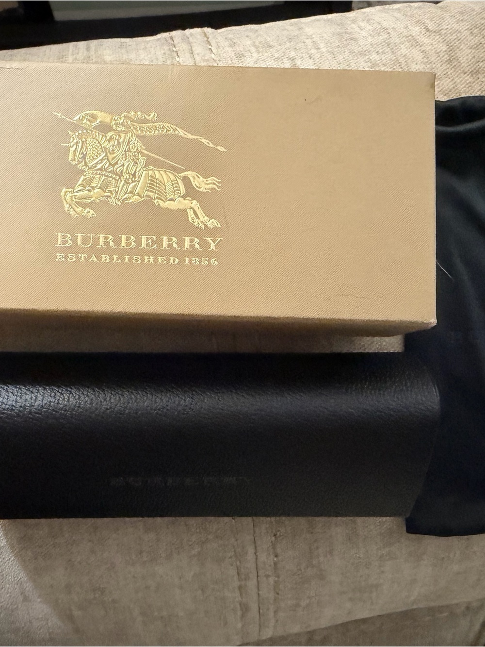 Burberry Black Leather Case with Gold Logo